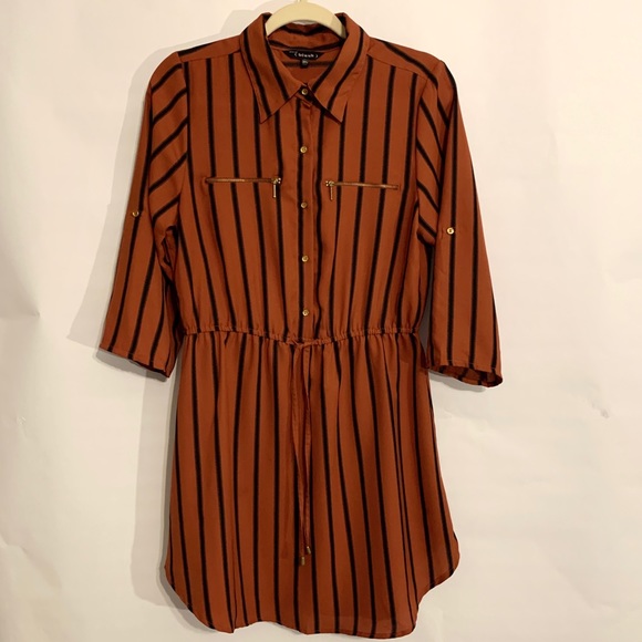 Orange Pinstriped Retro Dress - Picture 5 of 10